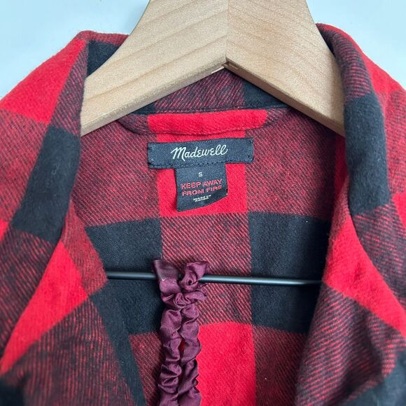 Madewell Flannel Bedtime Pajamas Red Buffalo Check - Picture 6 of 11